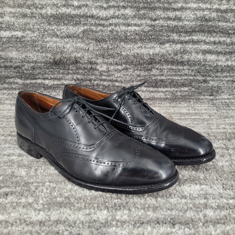 Allen Edmonds Marlow Mens Size 10D Black Leather Wingtip Oxford Dress Shoes